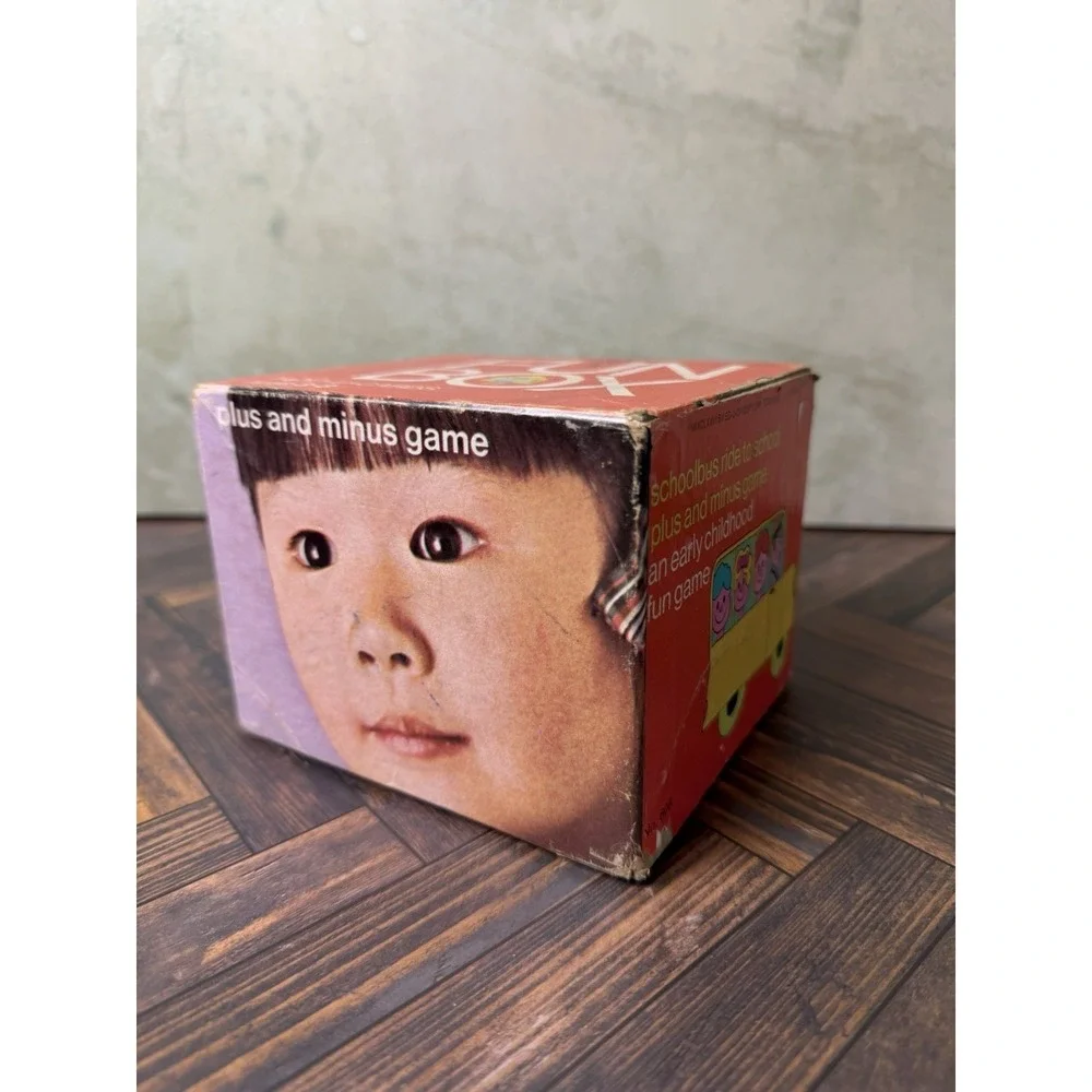 Vintage 1969 Ed-U-Cards Fun Box Plus and Minus Schoolbus Game